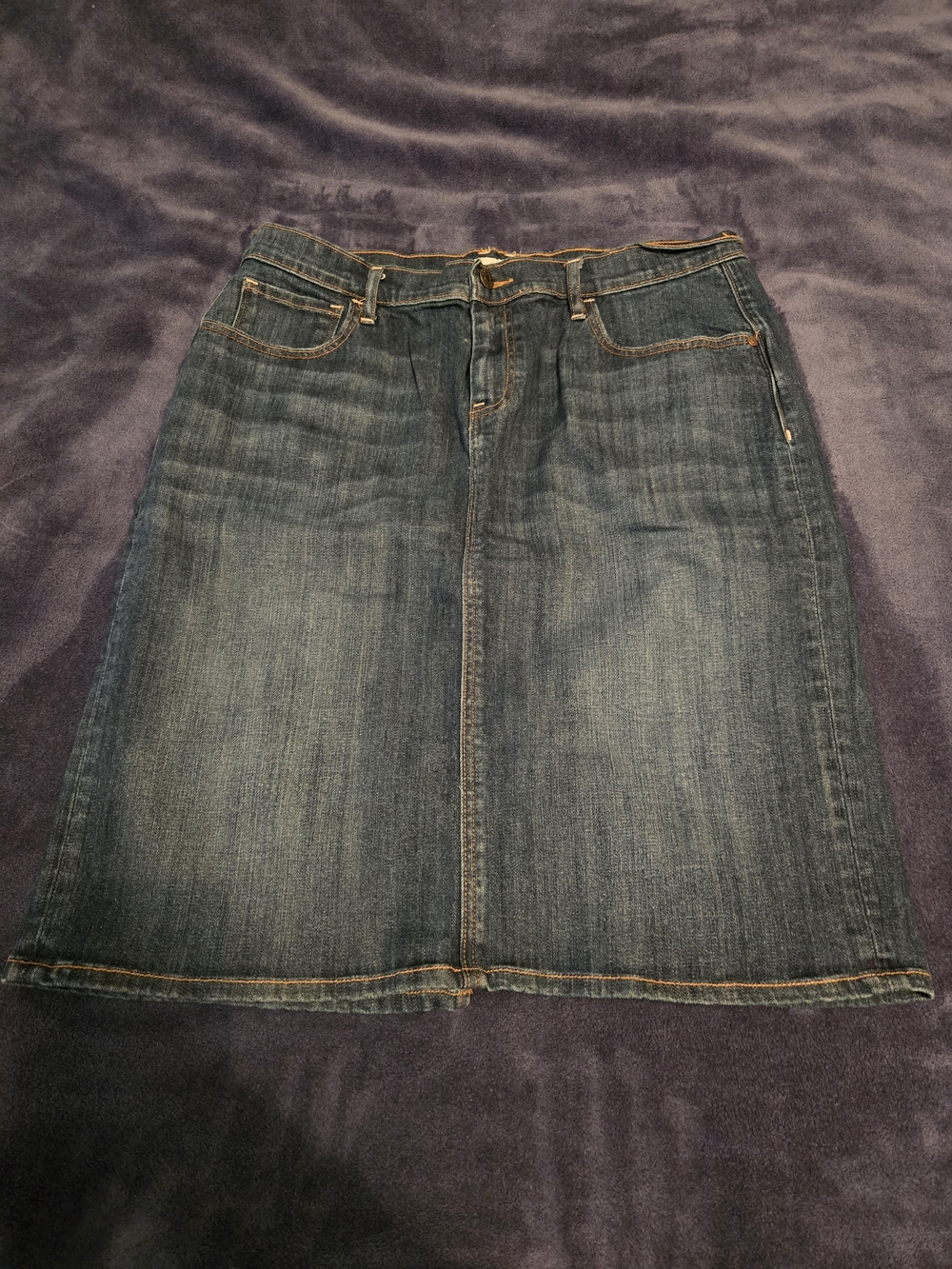 Old Navy Dark Blue Denim Midi Pencil Skirt